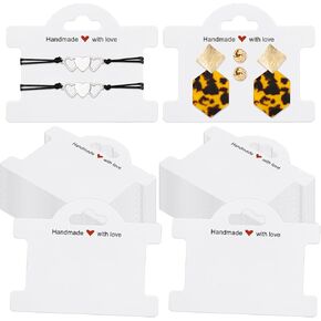 LOTMER 100 Pcs Jewelry Display Cards, 3.9x3.2 Inch Jewelry Packaging Selling Cards for DIY Hanging Bracelets, Earrings, Keychain, Ear Studs (White)