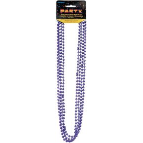 Purple Metallic Green Bead Plastic Necklaces - 32" (4 Pack) - Bold Statement Accessory for Festivities & Fashion