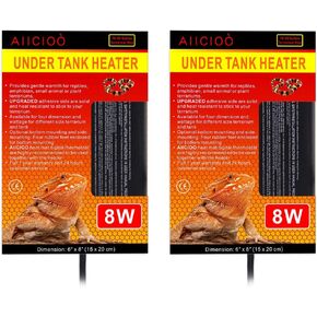 Aiicioo Reptile Heating Pad - Hermit Crab Heater Heat Mat for Reptiles Snake Lizard Terrarium 8 Watt 2Pack