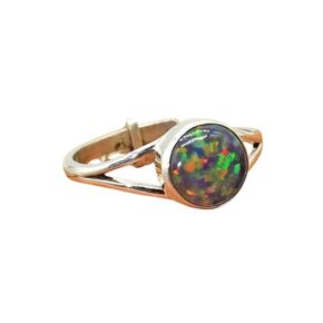 Minimalist Lab Grown Opal Ring, October Birthstone Ring for Her, Tiny Christmas Gift, Adjustable Ring