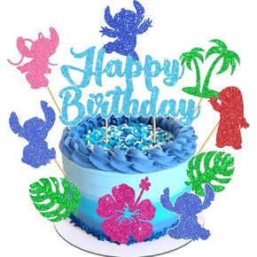 10pcs Glitter Cartoon Birthday Decorations Cake Toppers, Cute Cartoon Birthday Party Cake Decorations For Boys Girls Birthday Party Baby Shower Party