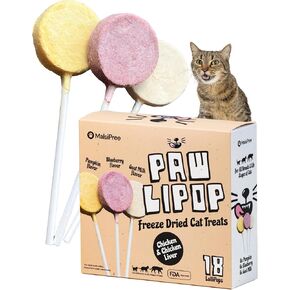 Malsipree Lollipop Freeze Crick Drilly Cat - فقط 5.5 Cal Per Treat - علاجات Cat الصحية - بروتين مرتفع ، صحية وغنية بالمغذيات - ودية طبيعية وخام (18 حزمة)