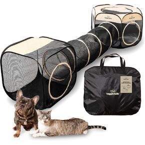 Portable Puppy Playpen, Indoor Cat Tent, Dog Tent, Pop Up Dog Play Pen Indoors, Pet Playpen for Small Dogs, Outdoor Cat Enclosures for Indoor Cats - Mesh Hexagon + Tunnel + Cube