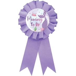 Mermaid Mom To Be Tinplate Badge Pin, Mermaid Mom To Be Button Pin for Women, Under The Sea Gender Reveal Brooch Button Pin, Purple Rosette New Mom Button for Baby Shower/Newborn Baby Party Celebration