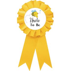 Uncle To Bee Tinplate Badge Pin, Bee Uncle To Be Pin for Men, Bee Gender Reveal Brooch Button Pin, Yellow Rosette Best Uncle Ever Button for Baby Shower/Newborn Baby Party Celebration