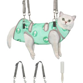 Supet Cat Grooming Hammock, Self-Adherent Cat Wrap for Cutting Nails, Anti-Escape Calming Cat Wrap for Medicine, Nail Clipping, Teeth Brushing, Ear Cleaning