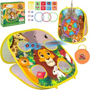 لعبة Bean Bag Toss Game للأطفال ، 4 في 1 ألعاب أطفال شاطئية من طراز Cornhole Board ، ألعاب أطفال في الهواء الطلق ، عيد ميلاد للأطفال أو عيد الميلاد للأطفال الصغار الذين تتراوح أعمارهم بين 3 4 5 سنوات