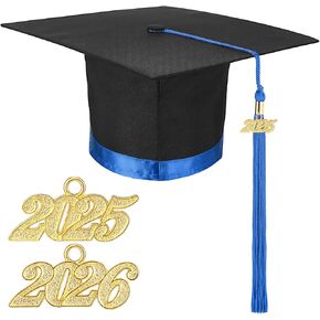 Graduation Cap with Tassel and 2025&2026 Year Charm Adjustable Graduation Cap for High School & Bachelor
