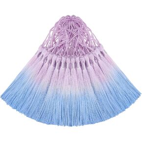 مرجعية صغيرة شرابة DIY CRAFT: Bulk 50pcs مجموعة هامش شخصية مع سلسلة لغطاء تسامي ، ثوب التخرج ، سلك سلسلة الأكياس ، قلادة الأثاث ، صنع السحر الرئيسي ، شريط مفاتيح (الأزرق) in Kuwait