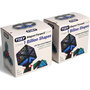 TOSY Magnet Pyramid Stone - 1 Cube Transforms into 1 Billion Shapes (Bunny, Egg Basket, Flowers), 243 Rare Earth Magnets, Holographic Design, Puzzle Toy, Easter Birthday Gift, 2-Pack