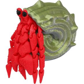 3D Printed Hermit Crab Animal,Full Articulated Flexible Crystal Hermit Crab, Adults Fidget Toys for Autism ADHD, 3D Printed Stuff Animals Toy, Crab Toy, Octopus Toy, Home Office Decor (Red)