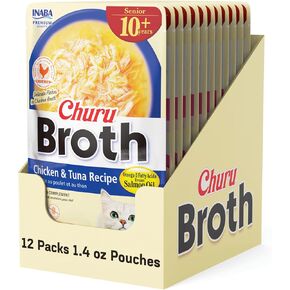 مرق inaba churu للقطط العليا 10+ ، مرق الدجاج مع أكياس طبق دجاج مقسى ، 1.4 أوقية لكل كيس ، و 12 حقيب ، وصفة الدجاج والتونة