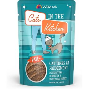 Weruva Cats in The Kitchen Slide N' Serve Grain-Free Natural Wet Pate Cat Food Pouches, Cat Times at Fridgemont, 3oz Pouch (Pack of 12)