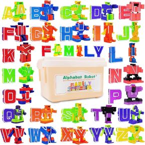 26 قطعة روبوتات الأبجدية للأطفال الأبجدية التعلم ، ألعاب Alphabots تحول رسائل لألعاب التعلم التعليمية ABC للأطفال الذين تتراوح أعمارهم بين 3 و 5 سنوات ، جوائز كرنفال ، مكافآت الفصل الدراسي ، هدية عيد ميلاد طفل صغير
