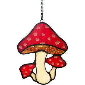 BOXCASA Mushroom Gifts Stained Glass Suncatcher for Window,Perfect Mushroom Gifts for Women Mom Grandma,Mushroom Decor Stained Glass Window Hanging,Mushroom Party Decorations Nature Decor