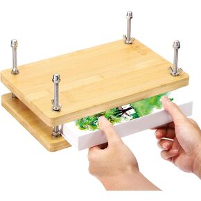 PATIKIL Wooden Book Press, 11.5x7.9Inch Portable Bamboo Book Press Bookbinding Machine Tool Kit One Layer for Book Binding Supplies Handmade Paper Press, Wood