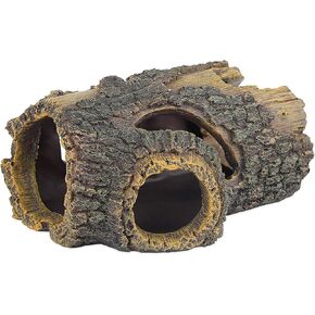 Uniclife Resin Hollow Tree Trunk Betta Log Aquarium Decorations Ornament Fish House Cave Wood House Decor for Small and Medium Fish Tank