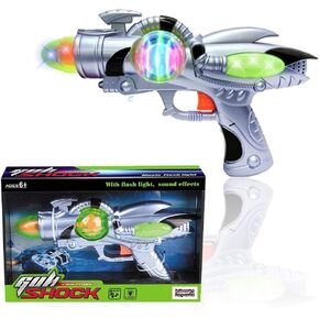 Electric Toy Space Gun, Galactic Infinity Alien Blaster Pistol for Kids Pretend Play with Flashing LED Lights and Blasting Laser FX Sounds