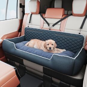 Dog Car Seat with Thick Cushion and Storage Pockets Comfortable Dog Car Travel Bed Booster Back Seat Washable Pet Travel Safety Only for Car Back Seat for Medium/Large Dogs