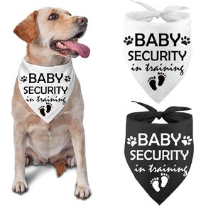 Pregnancy Announcement Dog Bandana Baby Security in Training Printed Dog Bandanas Baby Announcement Dog Bandanas Pregnancy Reveal Ideas Pet Scarf Accessories (2 Pack)