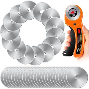 Lasnten 72 Pcs 45mm Rotary Cutter Blades, Replacement Blades Compatible with Fiskars Olfa Martelli Truecut Dafa Cutter Rotary Cutter Replacement for Crafts Quilting Sewing Arts