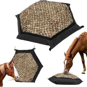 BALAPET Horse Hay Feeder, Slow Feeder Hay Bags for Horses or Goats,Made from Durable Nylon Rope and Waterproof Oxford Fabric, Suitable for All-Weather Feeding of Alpacas, Cows and Donkeys(Black)