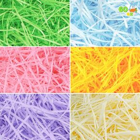 JOYIN 60oz (1700g) Multicolor Rainbow Easter Grass, Recyclable Paper Grass Shred Pastel Colors (Pink Yellow Green Purple Creamy Sky Blue), Easter Egg Hunt, Basket Stuffer Filler, Party Decor Favor