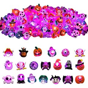 Wettarn 300 Pcs Halloween LED Flash Light up Rings Halloween Rings Halloween Treat Bag Stuffers Halloween Party Favors Halloween Toys in Bulk for Halloween Goodie Bag Fillers Stuffers Gifts Decoration