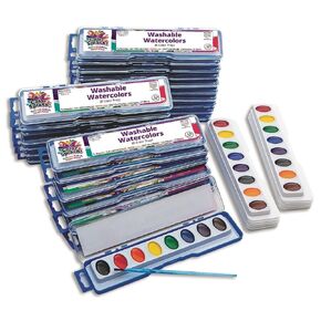 S&S Worldwide Color Splash! Watercolor Mega Pack, 8-Color Trays, Includes 24 Paint Trays w/ Brushes plus 12 Refills. Great For All Watercolor Painting, Perfect For Groups of Kids or Adults Pack of 36