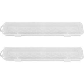 HOODANCOS Plastic Paint Brush Holder: 2pcs Long Paintbrushes Storage Box Clear Watercolor Pens Pencils Case Container Pen Tube Storage for Drawing Tool Organizer Box