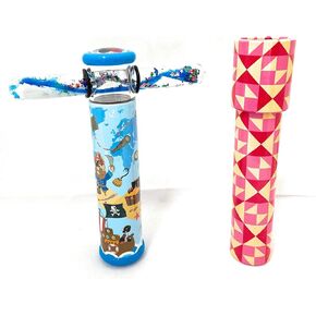 Gift Set Kaleidoscope 2 pcs in a Box - Pirates and Colored Grids Prints - with Colorful 5 Inch Glitter Wand Random Gifts, Birthday Gift Teens Gifts Elderly Gifts