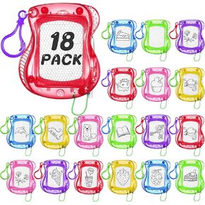 18 Pcs Mini Magnetic Drawing Board for Kids, Backpack Keychain Clip Drawing Boards, Sketch Erasable Doodle Birthday Party Favors Small Writing Mini Magnet Board for Classroom Rewards (Multi Colors)