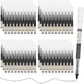 Beieverluck 120 Pieces Rolling Ball Pens 0.5 mm Japanese Pens Fine Point Pens Quick Dry Liquid Ink Pen Smooth Writing Pens for Office Student Back to School Supplies, Black Color