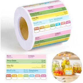 480Pcs Food Rotation Labels for Restaurant Self-Adhesive Removable Expiration Date Stickers for Reusable Containers Kitchen Supplies 3 X 2inch