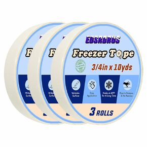 Freezer Tape to Write On 3/4in x 30ft 3pcs Low Temperature Resistance Removable No Residue Freezer Tape for Food Containers Refrigerator Food Labels Container Labels