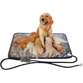 Puppy Heating Pad for Whelping New Born Dog Heated Bed,Heated Puppies Bed,Pet Heated Cat Bed,4 Auto Shut Off Timer,9 Level Heater Large 34x21 in (Large, Floral)