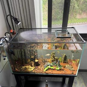 Adjustable Magnetic Fish Tank Lid Net Cover, Aquarium Anti Jumping Mesh Hood Cover with Feeding Window,Terrarium Lid Protect Reptiles from Escaping