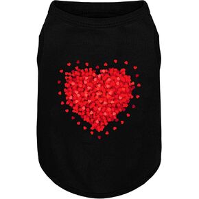 Comfortable Polyester-Cotton Dog Shirt – Romantic Rose Petals Heart Pattern, Perfect for Small & Medium Dogs, Soft & Stylish Pet Apparel for Everyday Wear. Black M