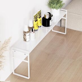 Adjustable Desk Organizer White Narrow Shelf Office Storage Rack Computer Desk Desktop Bookshelf Desk Shelf for Office Supplies Versatility Organizers (White, 13.8-23.6''L*3.5''W*7.5''H)