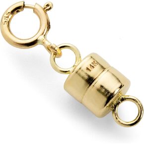 Everyday Elegance Solid 14K Yellow Gold Magnetic Clasps and Closures for Necklaces Bracelets Anklets| Clasp Converter | with Spring Ring Clasp | 1 Clasp | 4.5mm Thickness