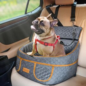 BALEINE Dog Car Seat for Small Medium Dogs, Detachable Washable Pet Car Seat, Dog Booster Car Seat with Waterproof Bottom Lining and 4 Storage Pockets, Car Seat for Dogs Under 35 lbs (Gray)