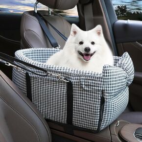 Console Dog Car Seat for Small Dog, Center Console Dog Booster Seat for Puppy Cats, Anti-Collapse Pet Car Seat with Cushion Board Safety Belt