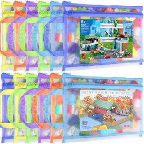 12 Pack Mesh Zipper Pouch Bags, Double-Layer Nylon Puzzle Storage Bags, Breathable See Through Zipper Pouch with Handle for Classroom Organization and Storage, Board Game Storage (6Pcs A4+6Pcs A5)