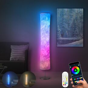 Torchlet Floor Lamp, RGB Floor Lamp with 16 Million DIY Colors and Scene Modes, Music Sync and White Fabric Shade, Smart Floor Lamp with App/Remote Control, Standing Lamp for Living/Game Room Bedroom