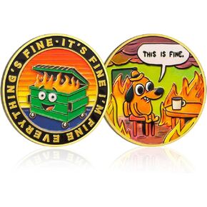 CHURYUML Dumpster Fire Coin Hilarious Everything is Fine Novelty Medallion Motivational Funny Office Gifts Staff Appreciation Gifts Going Away Gift for Coworker Colleagues Unique Office Decor
