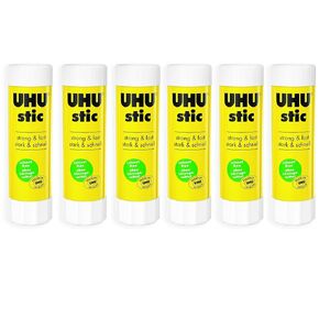 UHU Stic Glue Stick - Solvent Free - Clear Application - 40G - Pack of 6