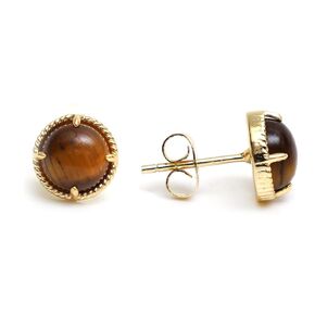 GEMPIRES NATIRE TIGER EYE REOL MOTION أقراط للنساء للأحجار الكريمة الحجرية الكريستالية المجوهرات Hypoallergenic Gold Post Post Post Earrings Minimalist Everyday Weal (Tiger Eye)