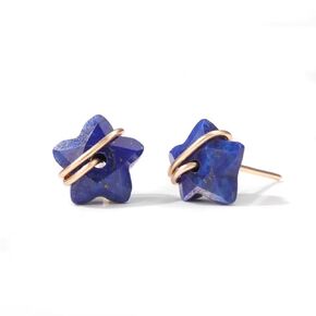 Blue Sodalite Star-Shaped Stud Earrings with Delicate Faceted Natural Stones for Women Handcrafted Exclusively Yoga Girl USA (sodalite)