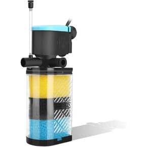 Aquarium Filters – 3-Stage Aquarium Filter in-Tank Filter Internal Filter Fish Tank Filter Turtle Filter for 10-40 Gallon Fish Tanks with Dual Water Outlet and Aeration