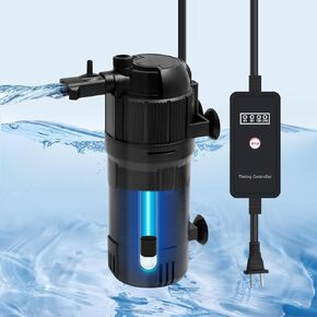 Fish Tank Filter with U-V Light, Submersible Aquarium Filter for 10 to 40 Gallon Fish Tank, U-V Filter